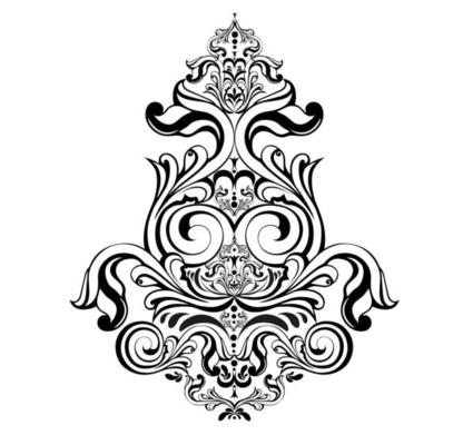Vector damask vintage baroque scroll ornament swirl. Victorian monogram heraldic shield swirl.Retro floral leaf pattern border foliage antique  acanthus calligraphy engraved tattoo. Tile decor element