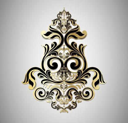 Vector damask vintage baroque scroll ornament swirl. Victorian monogram heraldic shield swirl.Retro floral leaf pattern border foliage antique  acanthus calligraphy engraved tattoo. Tile decor element