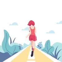 Flat Style Sports Girl Running and Training Illustration vector