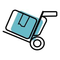 Box with trolley icon. vector