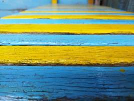 Yellow and blue wooden floor arrangement photo