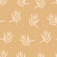 Minimalist seamless pattern with leaves and dots in pastel colors. Beautiful natural design for fabric, home textile, wrapping paper vector