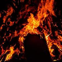 Fire flames on black background, Blaze fire flame texture background, Beautifully, the fire is burning, Fire flames with wood and cow dung bonfire photo