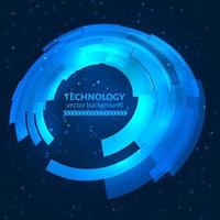 Blue technology abstract circle background. UFO cosmic vector illustration. Easy to edit design template for your projects.