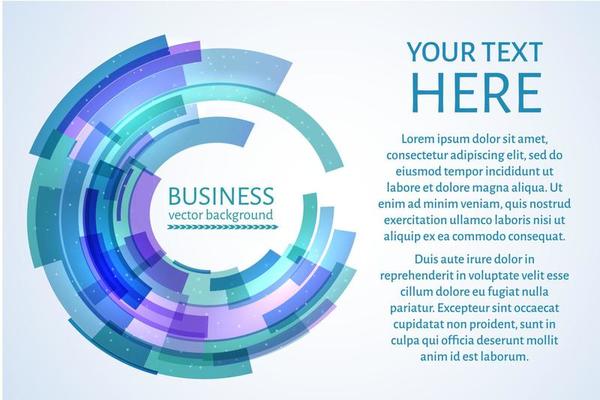Blue, mint  and purple circle business background. Technology concept. Easy to edit design template. Vector illustration.