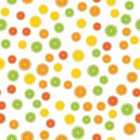 colorido patrón sin costuras de cítricos. rodajas de naranja, lima, limón, pomelo aislado en blanco. ilustración de vector de frutas jugosas frescas en estilo plano.