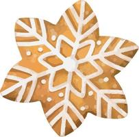 acuarela estrella de navidad hecha de galletas. Galletas de jengibre acuarela dibujadas a mano aisladas sobre fondo blanco. vector