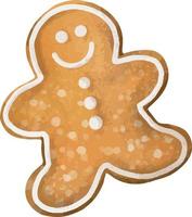 Watercolor gingerbread man. Hand drawn watercolor illustration isolated on white background. vector