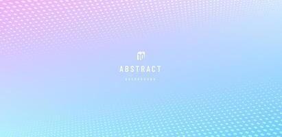 Abstract pattern dots halftone perspective on soft gradient pink and blue hologram color background. Simple flat pastel design with copy space. Minimal and modern banner design. Vector illustration