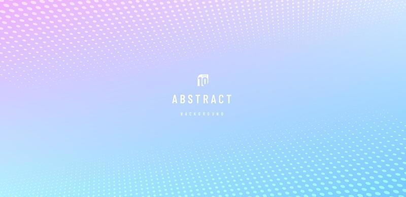 Abstract pattern dots halftone perspective on soft gradient pink and blue hologram color background. Simple flat pastel design with copy space. Minimal and modern banner design. Vector illustration