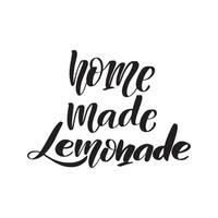 Inspirational handwritten brush lettering home made lemonade. Vector calligraphy stock illustration isolated on white background. Typography for banners, badges, postcard, tshirt, prints.