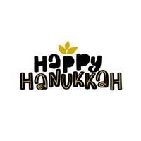 Happy Hanukkah inscription greeting card with hand-drawn typography calligraphy old design.Beautiful lettering white text blue background. Vector illustration EPS 10.