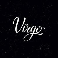 Chalkboard blackboard lettering Virgo. Handwritten calligraphy text, chalk on a blackboard, vector illustration. Greetings for logotype, badge, icon.