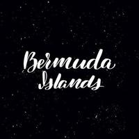 Chalkboard blackboard lettering Bermuda Islands. Handwritten calligraphy text, chalk on a blackboard, vector stock illustration. Greetings for logotype, badge, icon.