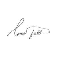 Inspirador cepillo escrito a mano con letras Love Fall. ilustración de caligrafía vectorial aislada sobre fondo blanco. tipografía para pancartas, insignias, postales, camisetas, impresiones, carteles. vector