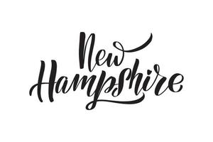 Inspirational handwritten brush lettering New Hampshire. Vector calligraphy illustration isolated on white background. Typography for banners, badges, postcard, tshirt, prints, posters.