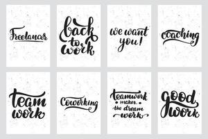 Work freelance lettering postcard set. Sleep quote. Sweet cute hand drawn inspiration typography. Calligraphy postcard poster graphic design element. Hand written sign, vector stock illustration.