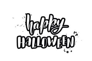 pincel inspirador escrito a mano con letras feliz halloween. ilustración de caligrafía vectorial aislada sobre fondo blanco. tipografía para pancartas, insignias, postales, camisetas, impresiones, carteles. vector