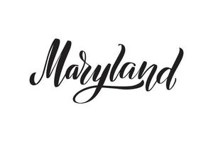 pincel inspirador escrito a mano con letras maryland. ilustración de caligrafía vectorial aislada sobre fondo blanco. tipografía para pancartas, insignias, postales, camisetas, impresiones, carteles. vector