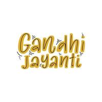 Lettering illustration with Gandhi Jayanti for concept design. Line art. Happy birthday vector concept. 2nd October- vector. Creative stock vector isolated on white background.
