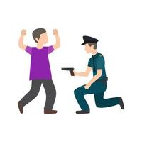 policía arrestando a hombre icono multicolor plano vector