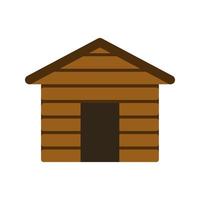 Wood Cabin Flat Multicolor Icon vector