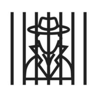 Criminal behind bars Line Icon vector