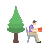 Sitting in Park Flat Multicolor Icon vector