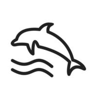 icono de línea de delfines vector