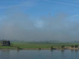 the Rhine river near Wesel in the morning photo