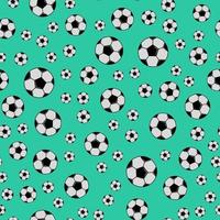 Black and white soccer balls on green background. Football seamless pattern. Cartoon sport vector illustration. Easy to edit design template for your artworks.