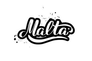 Inspirational handwritten brush lettering Malta. Vector calligraphy illustration isolated on white background. Typography for banners, badges, postcard, tshirt, prints, posters.