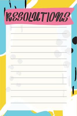 Resolutions. To do list with retro background and trendy lettering. Memphis style. Template for agenda, planners, check lists, and other stationery. Isolated. Vector stock illustration.