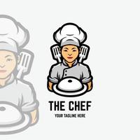The chef cartoon mascot logo template vector