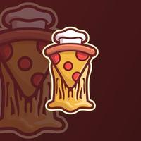 Pizza cake cartoon mascot logo template vector