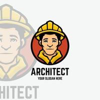 Architect cartoon mascot logo template vector