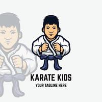 Karate kids cartoon mascot logo template vector