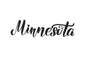 Inspirational handwritten brush lettering Minnesota. Vector calligraphy illustration isolated on white background. Typography for banners, badges, postcard, tshirt, prints, posters.