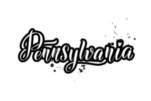 pincel inspirador escrito a mano con letras pennsylvania. ilustración de caligrafía vectorial aislada sobre fondo blanco. tipografía para pancartas, insignias, postales, camisetas, impresiones, carteles. vector