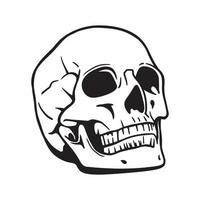 Hand-drawn skull black and white vector illustration