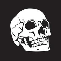 Black and white vector illustration of a human skull