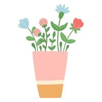 Flower in beautiful cup, flat design vector illustration