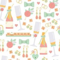 Wedding soft color seamless pattern flat vector illustration