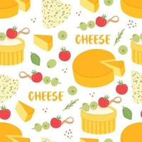 Cheese seamless pattern dairy product flat design vector illustration