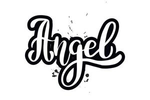 Inspirational handwritten brush lettering angel. Vector calligraphy illustration isolated on white background. Typography for banners, badges, postcard, tshirt, prints, posters.