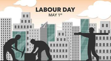 Labour day background with the paper cut style of worker in the city vector