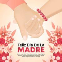 Feliz dia de la madre or happy mothers day background with hands of mother and daughter holding together vector