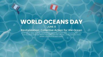 World ocean day background with dirty sea water because of garbage vector