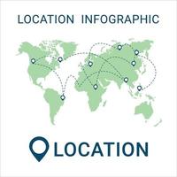 Infographic element design for Location or presentation in a white background, Detailed world map vector background, World map with location pointers, and scale chart vector.