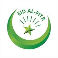 efecto de texto verde eid al-fitr sobre fondo verde, festival musulmán eid al-fitr hermoso efecto de texto, eid al-fitr, verde, blanco, elementos, mezquita musulmana, luna verde y estrella. vector